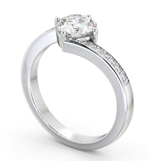 Round Diamond Offset Band Engagement Ring Palladium Solitaire with Channel Set Side Stones ENRD201S_WG_THUMB1