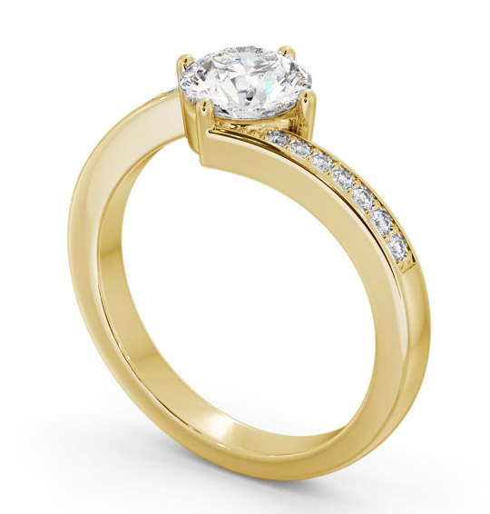 Round Diamond Engagement Ring 18K Yellow Gold Solitaire With Side Stones - Crawford ENRD201S_YG_THUMB1