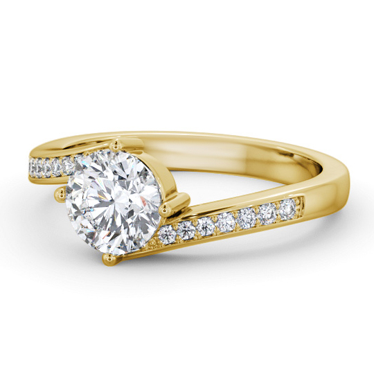 Crawford Round Diamond Engagement Ring Side Stones Sweeping Band ENRD201S_YG_THUMB2 