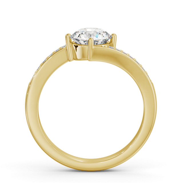 Round Diamond Engagement Ring 18K Yellow Gold Solitaire With Side Stones - Crawford ENRD201S_YG_UP