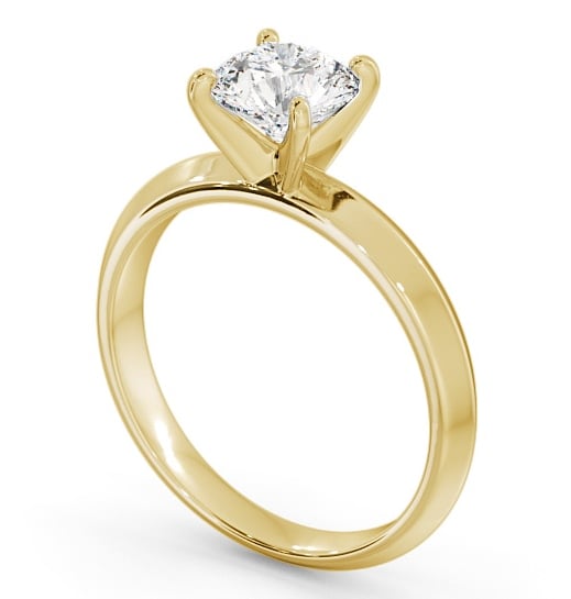 Round Diamond Knife Edge Band Engagement Ring 18K Yellow Gold Solitaire ENRD202_YG_THUMB1