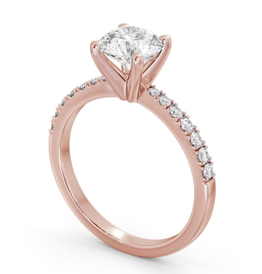 Round Diamond 4 Prong Engagement Ring 9K Rose Gold Solitaire with Channel Set Side Stones ENRD202S_RG_THUMB1