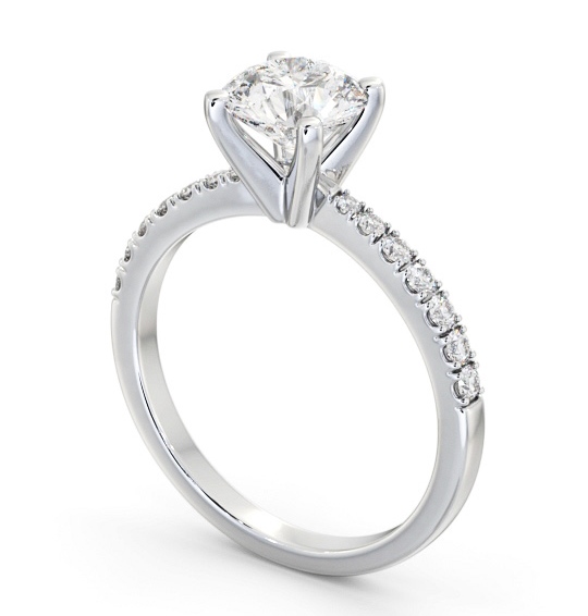 Round Diamond 4 Prong Engagement Ring 9K White Gold Solitaire with Channel Set Side Stones ENRD202S_WG_THUMB1