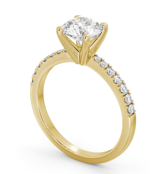 Round Diamond Engagement Ring 18K Yellow Gold Solitaire With Side Stones - Navarro ENRD202S_YG_THUMB1