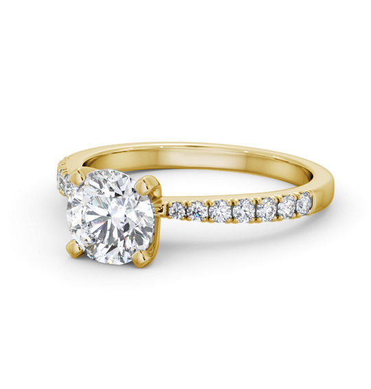 Navarro Round Diamond Engagement Ring Side Stones Tapered Band ENRD202S_YG_THUMB2 