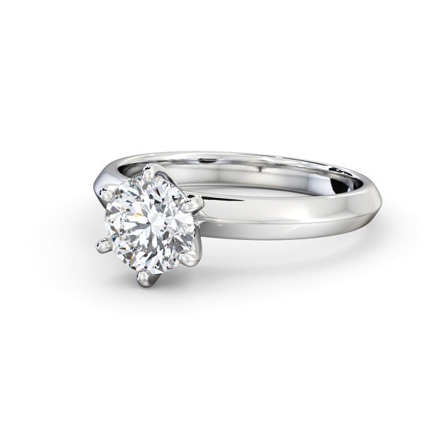 Round Diamond Engagement Ring 18K White Gold Solitaire - Rio ENRD203_WG_FLAT