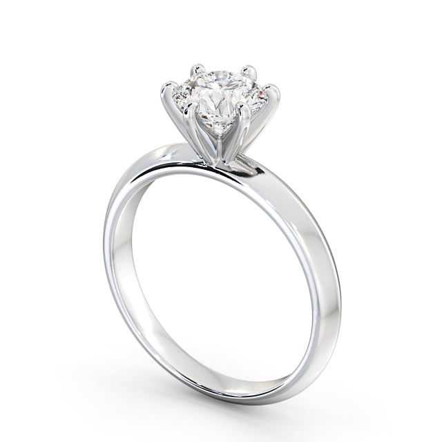 Round Diamond Engagement Ring 18K White Gold Solitaire - Rio ENRD203_WG_SIDE