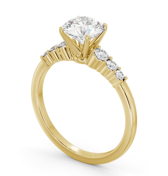 Round Diamond Engagement Ring 18K Yellow Gold Solitaire With Side Stones - Gisella ENRD203S_YG_THUMB1