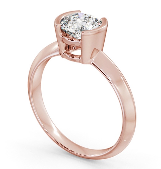 Round Diamond Knife Edge Band Engagement Ring 18K Rose Gold Solitaire ENRD204_RG_THUMB1