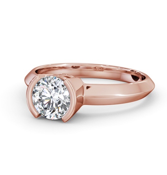 Round Diamond Knife Edge Band Engagement Ring 18K Rose Gold Solitaire ENRD204_RG_THUMB2 