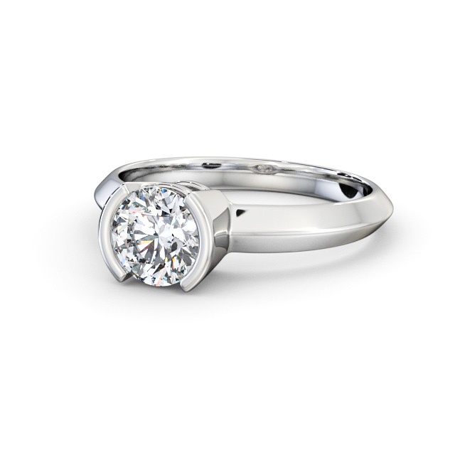 Round Diamond Engagement Ring 18K White Gold Solitaire - Narda ENRD204_WG_FLAT