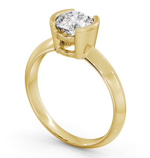 Round Diamond Knife Edge Band Engagement Ring 18K Yellow Gold Solitaire ENRD204_YG_THUMB1