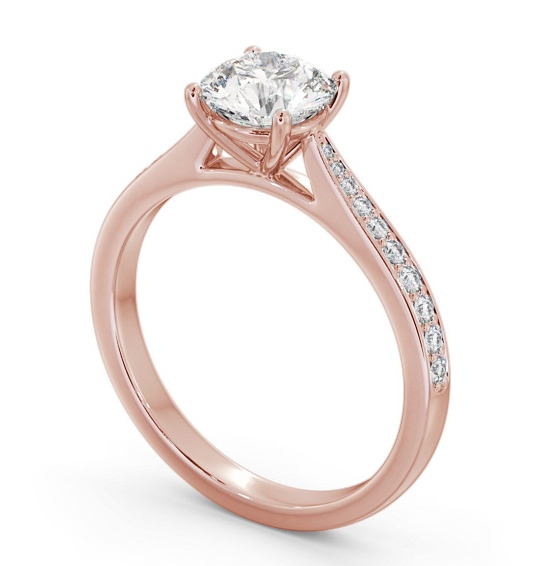 Round Diamond Tapered Band Engagement Ring 9K Rose Gold Solitaire with Channel Set Side Stones ENRD204S_RG_THUMB1