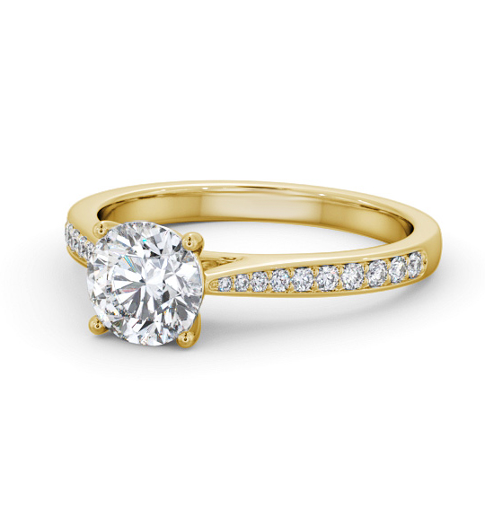 Nahla Round Diamond Engagement Ring Side Stones Tapered Band ENRD204S_YG_THUMB2 