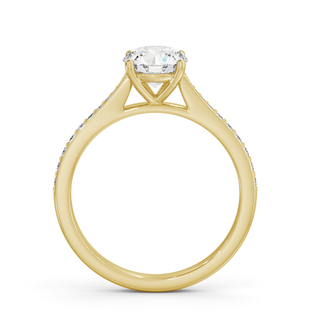 Round Diamond Engagement Ring 18K Yellow Gold Solitaire With Side Stones - Nahla ENRD204S_YG_UP