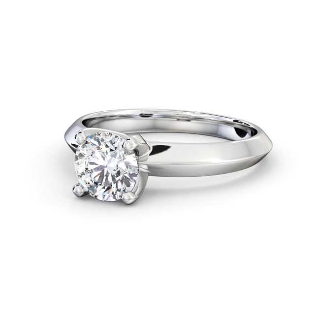 Round Diamond Engagement Ring 18K White Gold Solitaire - Ingrid ENRD205_WG_FLAT