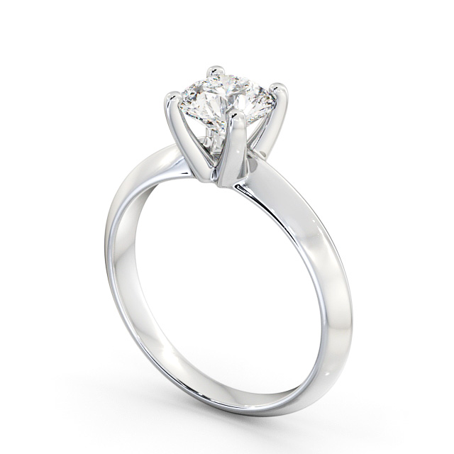 Round Diamond Engagement Ring 18K White Gold Solitaire - Ingrid ENRD205_WG_SIDE
