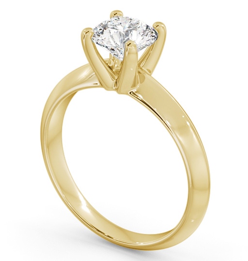 Round Diamond Knife Edge Band Engagement Ring 18K Yellow Gold Solitaire ENRD205_YG_THUMB1 