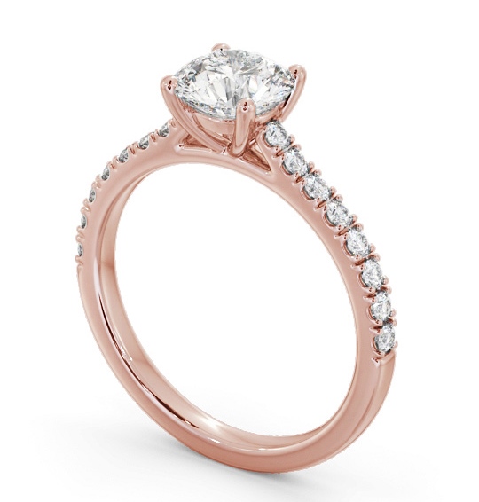 Round Diamond 4 Prong Engagement Ring 9K Rose Gold Solitaire with Channel Set Side Stones ENRD205S_RG_THUMB1