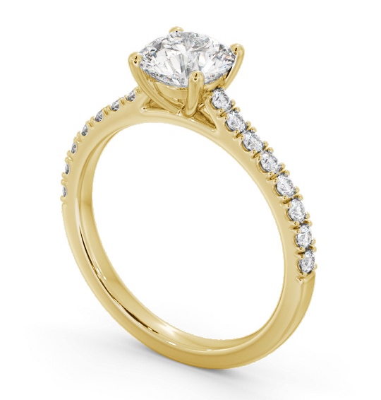 Round Diamond Engagement Ring 18K Yellow Gold Solitaire With Side Stones - Rosemary ENRD205S_YG_THUMB1