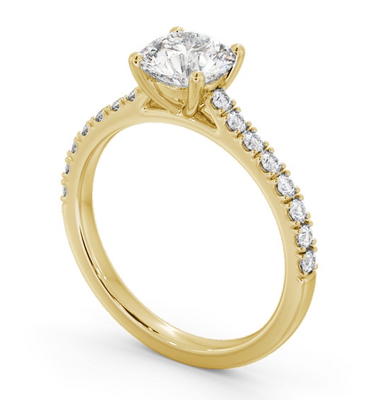 Round Diamond 4 Prong Engagement Ring 9K Yellow Gold Solitaire with Channel Set Side Stones ENRD205S_YG_THUMB1