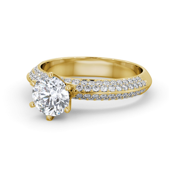 Tadlow Round Diamond Engagement Ring Six Claw Pave Band ENRD206S_YG_THUMB2 