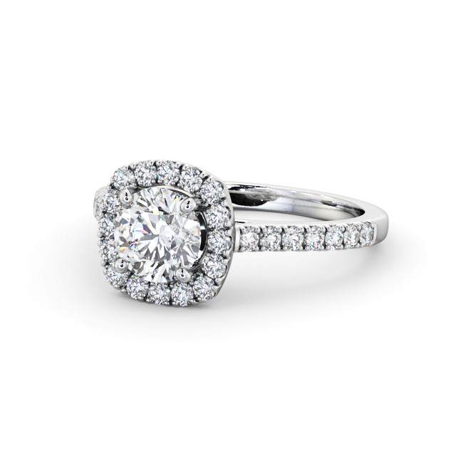 Halo Round Diamond Engagement Ring 18K White Gold - Ashfield ENRD207_WG_FLAT