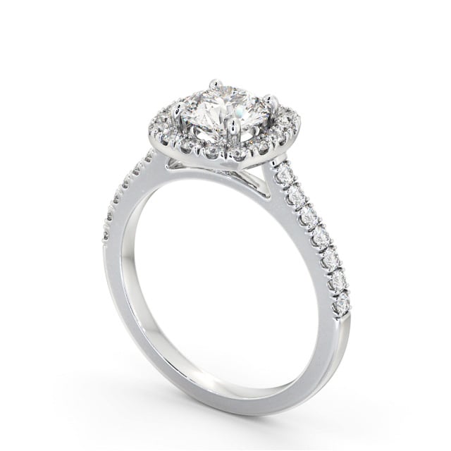 Halo Round Diamond Engagement Ring Platinum - Ashfield ENRD207_WG_SIDE
