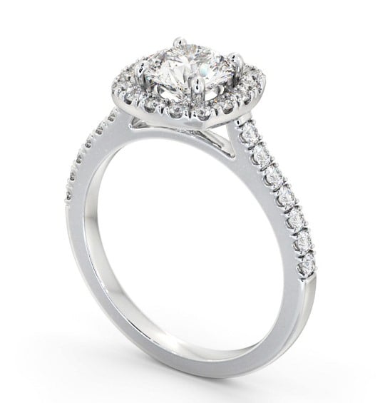 Round Diamond with Cushion Shape Halo Engagement Ring 18K White Gold ENRD207_WG_THUMB1