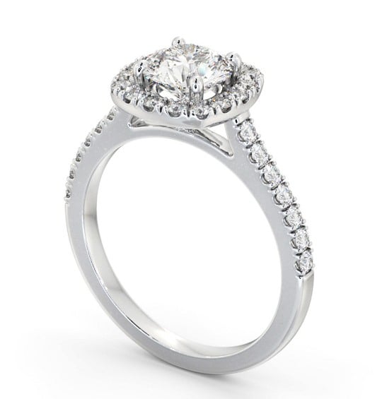 Round Diamond with Cushion Shape Halo Engagement Ring 18K White Gold ENRD207_WG_THUMB1 