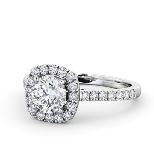 Round Diamond with Cushion Shape Halo Engagement Ring 18K White Gold ENRD207_WG_THUMB2 