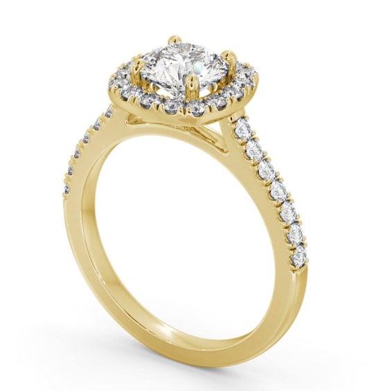 Round Diamond with Cushion Shape Halo Engagement Ring 18K Yellow Gold ENRD207_YG_THUMB1