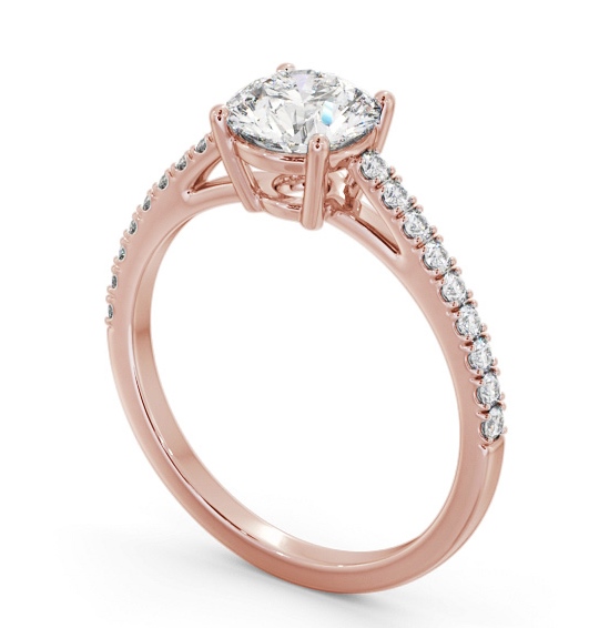 Round Diamond Traditional Engagement Ring 9K Rose Gold Solitaire with Channel Set Side Stones ENRD207S_RG_THUMB1