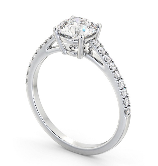 Round Diamond Traditional Engagement Ring 18K White Gold Solitaire with Channel Set Side Stones ENRD207S_WG_THUMB1 