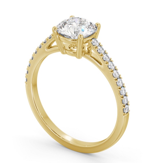 Round Diamond Traditional Engagement Ring 18K Yellow Gold Solitaire with Channel Set Side Stones ENRD207S_YG_THUMB1