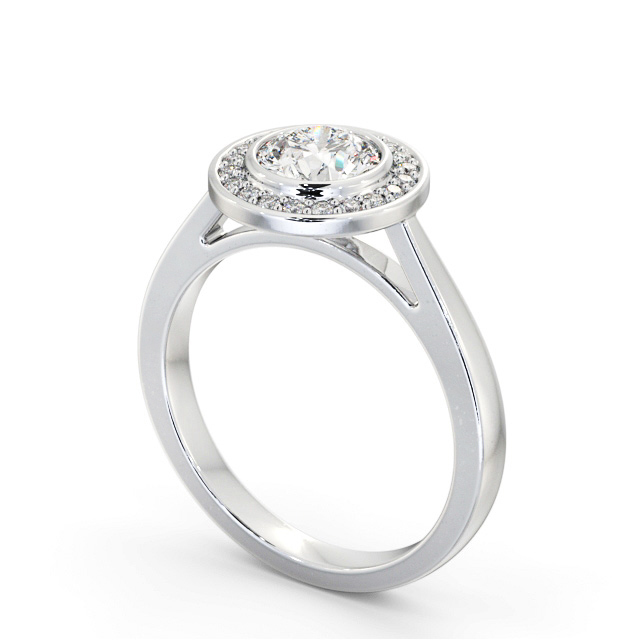 Halo Round Diamond Engagement Ring 18K White Gold - Milthorpe ENRD208_WG_SIDE