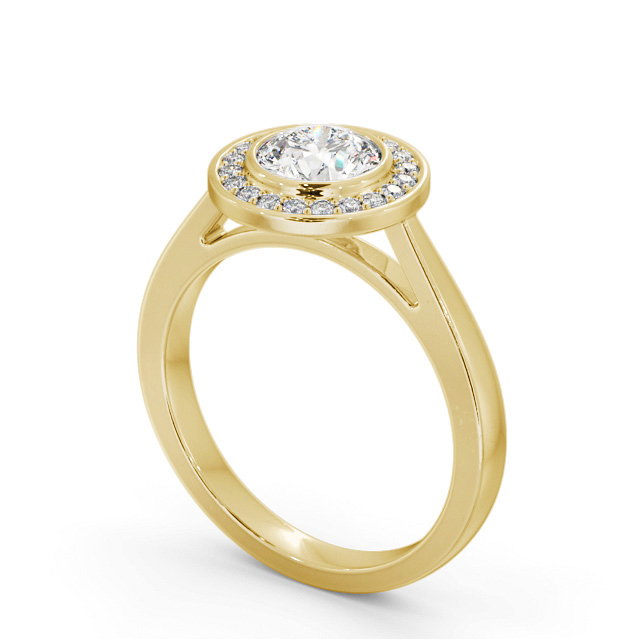 Halo Round Diamond Engagement Ring 18K Yellow Gold - Milthorpe ENRD208_YG_SIDE