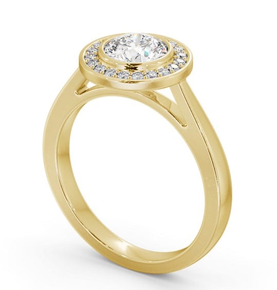 Halo Round Diamond Flush with Channel Setting Engagement Ring 18K Yellow Gold ENRD208_YG_THUMB1