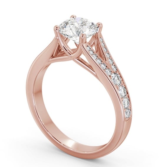 Round Diamond Split Band Engagement Ring 18K Rose Gold Solitaire with Channel Set Side Stones ENRD208S_RG_THUMB1
