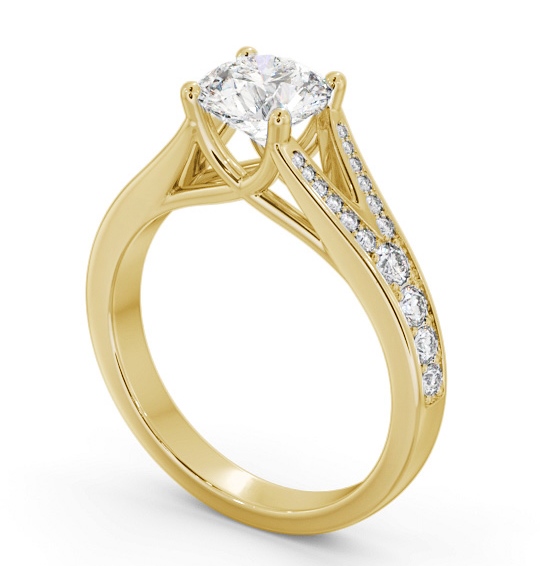 Round Diamond Split Band Engagement Ring 9K Yellow Gold Solitaire with Channel Set Side Stones ENRD208S_YG_THUMB1