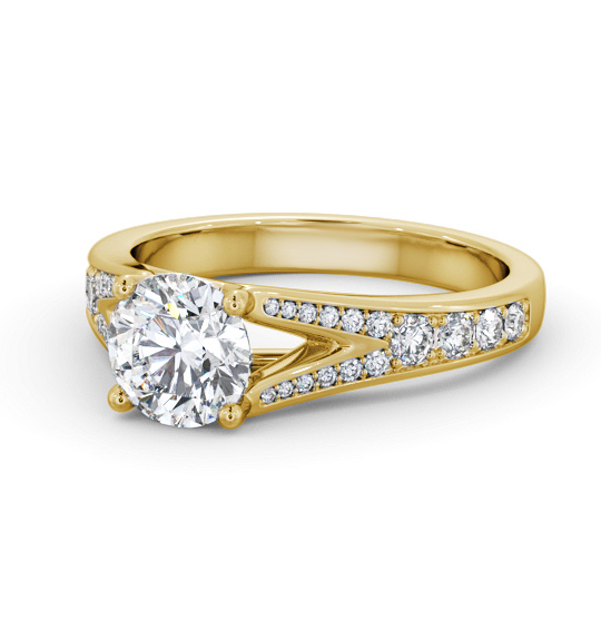 Betello Round Diamond Engagement Ring Side Stones Split Band ENRD208S_YG_THUMB2 