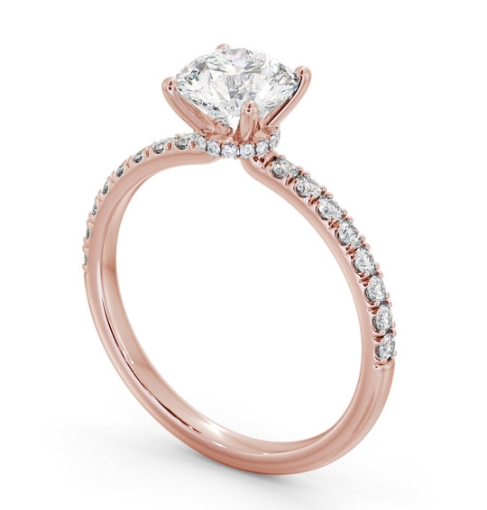 Round Diamond Hidden Halo Engagement Ring 9K Rose Gold Solitaire with Channel Set Side Stones ENRD209S_RG_THUMB1