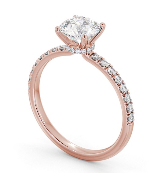 Round Diamond Hidden Halo Engagement Ring 9K Rose Gold Solitaire with Channel Set Side Stones ENRD209S_RG_THUMB1 