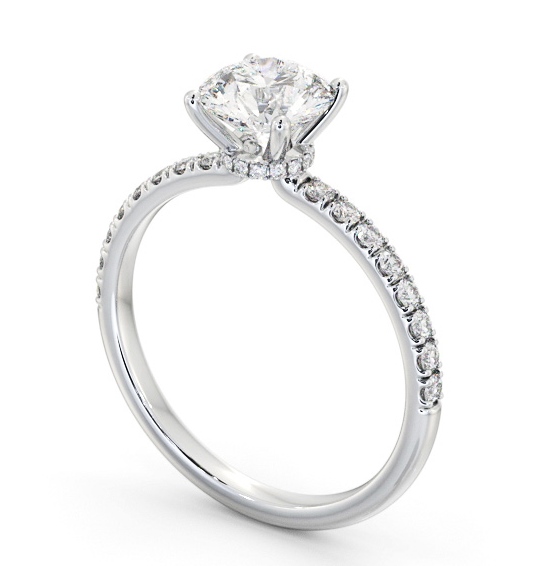 Round Diamond Hidden Halo Engagement Ring Platinum Solitaire with Channel Set Side Stones ENRD209S_WG_THUMB1