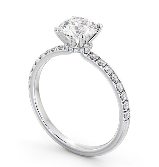 Round Diamond Hidden Halo Engagement Ring 18K White Gold Solitaire with Channel Set Side Stones ENRD209S_WG_THUMB1 