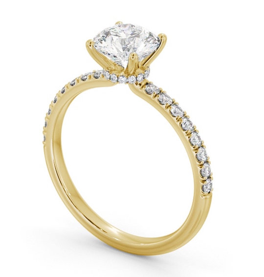 Round Diamond Hidden Halo Engagement Ring 18K Yellow Gold Solitaire with Channel Set Side Stones ENRD209S_YG_THUMB1 