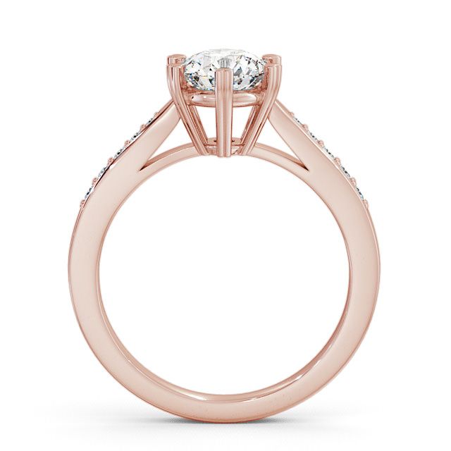 Round Diamond Engagement Ring 9K Rose Gold Solitaire With Side Stones - Dalvanie ENRD20S_RG_UP