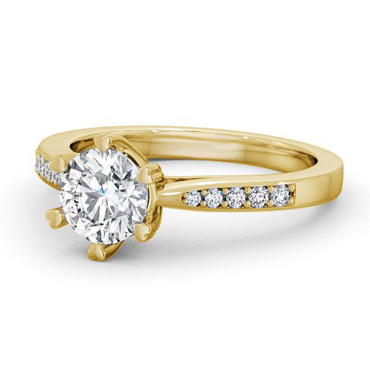 Dalvanie Round Diamond Engagement Ring Six Claw Basket Setting ENRD20S_YG_THUMB2 