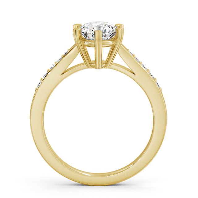 Round Diamond Engagement Ring 9K Yellow Gold Solitaire With Side Stones - Dalvanie ENRD20S_YG_UP