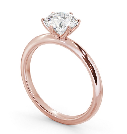 Round Diamond 6 Prong with Knife Edge Band Engagement Ring 9K Rose Gold Solitaire ENRD210_RG_THUMB1